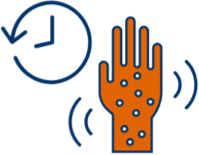 graphic of a hand up with a clock hand with clock graphic