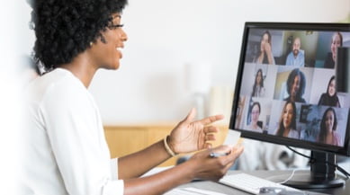 women videochatting on computer