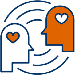 graphic of two people engaging in a conversation two people graphic